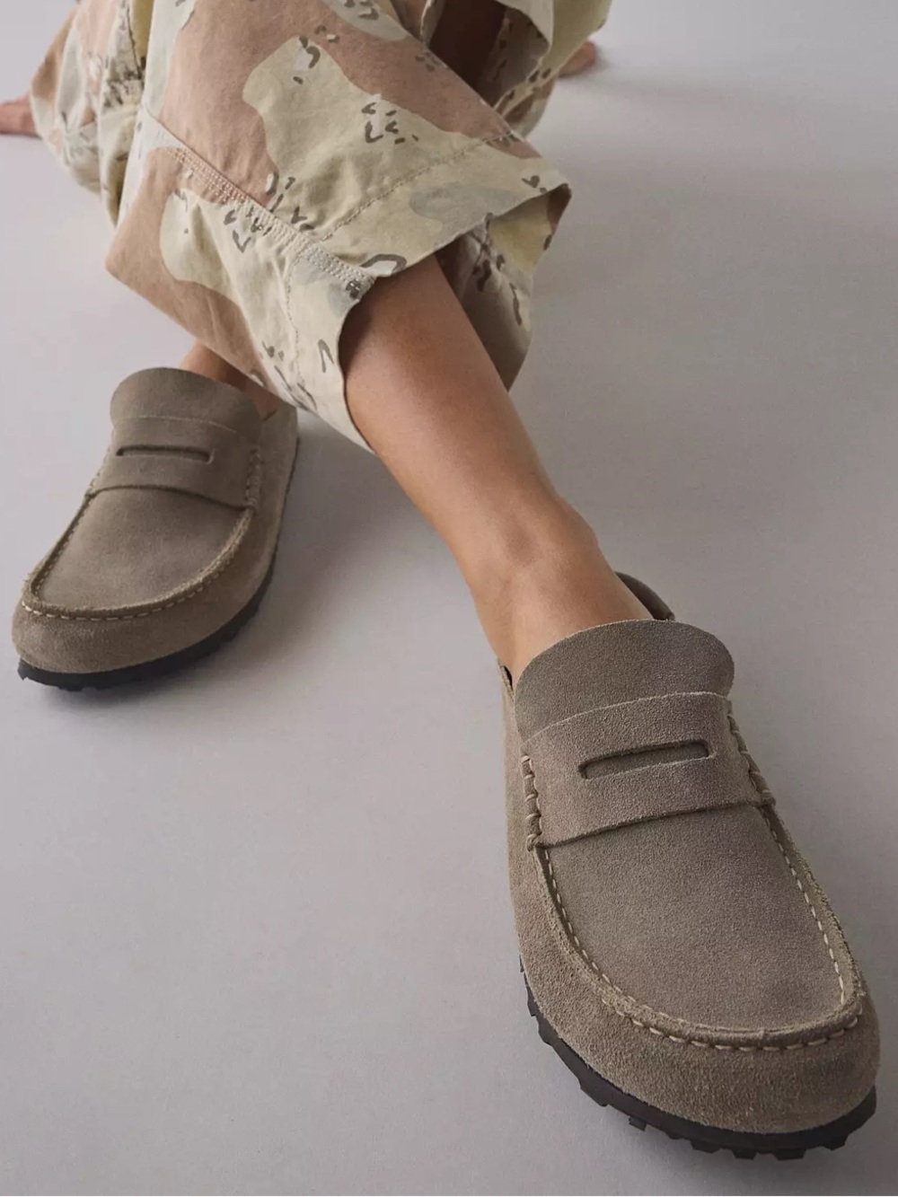 Birkenstock Naples Wrapped Taupe Suede Leather Clog Size 46